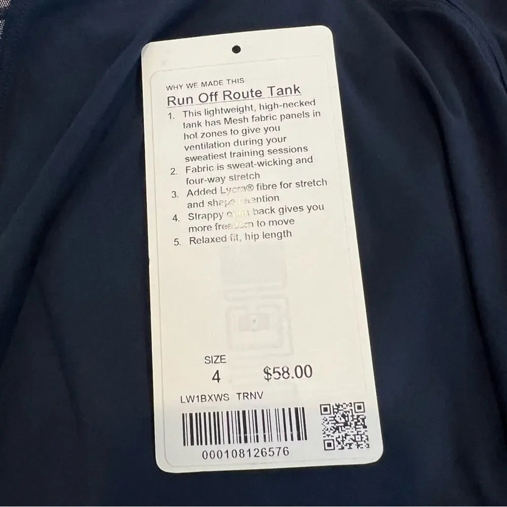 Lululemon Run Off Route Tank Top True Navy blue mesh strappy